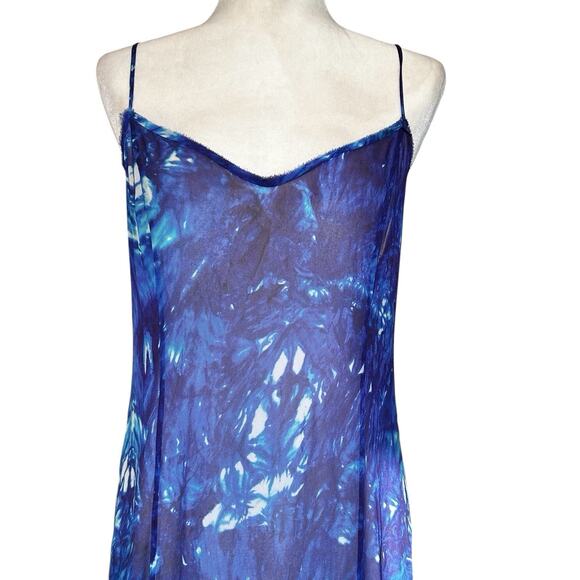 LoveShackFancy Maxi Fairy Slip Dress O/S Blue Backless Tie Dye Sheer Ethereal - Picture 4 of 16